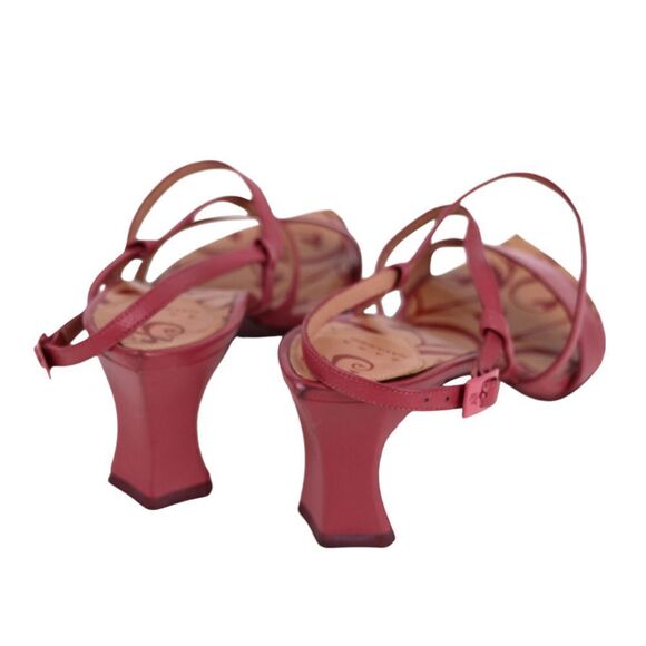 Sara Navarro POWDER ROSES REAL LEATHER MID HEEL OPEN TOE STRAPPY SANDALS Sz 39C - Picture 6 of 11